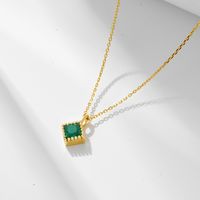 Ig Style Square Sterling Silver Plating Inlay Zircon 14k Gold Plated Rhodium Plated Pendant Necklace main image 8