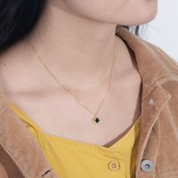 Ig Style Square Sterling Silver Plating Inlay Zircon 14k Gold Plated Rhodium Plated Pendant Necklace main image 5