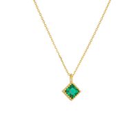 Ig Style Square Sterling Silver Plating Inlay Zircon 14k Gold Plated Rhodium Plated Pendant Necklace main image 2