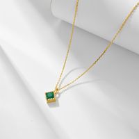 Ig Style Square Sterling Silver Plating Inlay Zircon 14k Gold Plated Rhodium Plated Pendant Necklace sku image 2