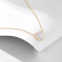 Ig Style Heart Shape Sterling Silver Plating Inlay Shell 14k Gold Plated Rhodium Plated Pendant Necklace main image 1