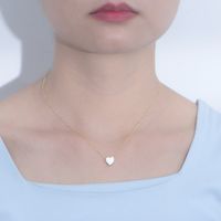 Ig Style Heart Shape Sterling Silver Plating Inlay Shell 14k Gold Plated Rhodium Plated Pendant Necklace main image 3