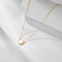 Ig Style Heart Shape Sterling Silver Plating Inlay Shell 14k Gold Plated Rhodium Plated Pendant Necklace main image 9