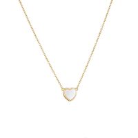 Ig Style Heart Shape Sterling Silver Plating Inlay Shell 14k Gold Plated Rhodium Plated Pendant Necklace main image 5