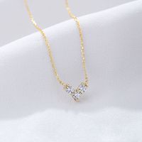Ig Style Heart Shape Sterling Silver Inlay Zircon Necklace main image 1