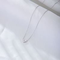 Ig Style Heart Shape Sterling Silver Inlay Zircon Necklace main image 3