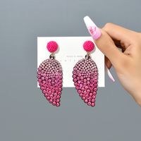 1 Pair Fashion Leaf Rhinestone Inlay Rhinestones Women's Drop Earrings sku image 1