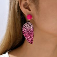 1 Pair Fashion Leaf Rhinestone Inlay Rhinestones Women's Drop Earrings main image 1