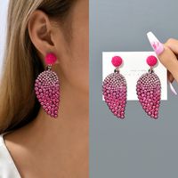 1 Pair Fashion Leaf Rhinestone Inlay Rhinestones Women's Drop Earrings main image 6