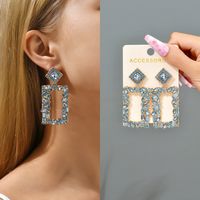 1 Pair Simple Style Square Alloy Inlay Rhinestones Women's Drop Earrings main image 6