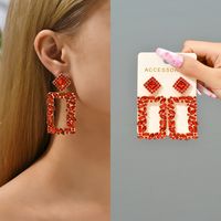 1 Pair Simple Style Square Alloy Inlay Rhinestones Women's Drop Earrings main image 8
