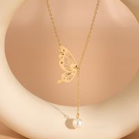 Classic Style Butterfly Imitation Pearl Alloy Women's Necklace main image 5