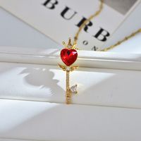 Simple Style Classic Style Heart Shape Titanium Steel Copper Zircon Pendant Necklace In Bulk main image 5