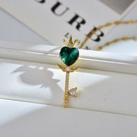 Simple Style Classic Style Heart Shape Titanium Steel Copper Zircon Pendant Necklace In Bulk main image 6