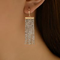 1 Pair Glam Lady Tassel Plating Inlay Alloy Copper Zircon 18k Gold Plated Drop Earrings main image 3