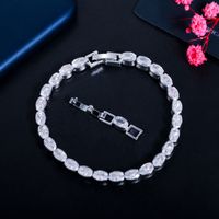 Ig Style Simple Style Shiny Oval Brass Plating Inlay Zircon 14k Gold Plated Rhodium Plated Tennis Bracelet main image 8