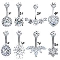 Elegant Luxurious Animal Snowflake Stainless Steel Copper Plating Hollow Out Inlay Zircon White Gold Plated Belly Ring main image 1