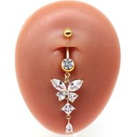 Modern Style Streetwear Shiny Butterfly Stainless Steel Rhinestone Plating Inlay Rhinestones White Gold Plated Gold Plated Belly Ring main image 6