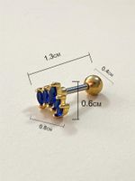 1 Piece Vacation Classic Style Shiny Petal Plating Inlay Stainless Steel Copper Zircon White Gold Plated Gold Plated Silver Plated Ear Studs Tongue Nail main image 7