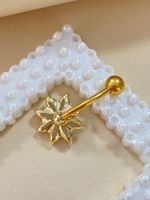 Glam Vacation Shiny Flower Stainless Steel Alloy Plating Inlay Rhinestones Belly Ring main image 5