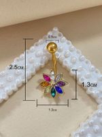 Glam Vacation Shiny Flower Stainless Steel Alloy Plating Inlay Rhinestones Belly Ring main image 4
