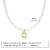 Artificial Pearl Copper Alloy IG Style Baroque Style French Style Plating Inlay Letter Zircon Pendant Necklace sku image 15