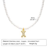 Artificial Pearl Copper Alloy IG Style Baroque Style French Style Plating Inlay Letter Zircon Pendant Necklace sku image 24