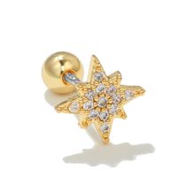 1 Piece Ig Style Simple Style Star Moon Heart Shape Plating Inlay Brass Zircon 18k Gold Plated White Gold Plated Sleeper Earrings  Ear Studs main image 2