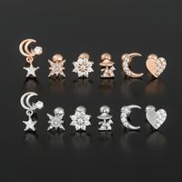 1 Piece Ig Style Simple Style Star Moon Heart Shape Plating Inlay Brass Zircon 18k Gold Plated White Gold Plated Sleeper Earrings  Ear Studs main image 4