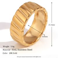 Vintage Style Simple Style Classic Style Solid Color Stainless Steel Plating 18k Gold Plated Open Rings sku image 1