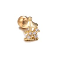 1 Piece Ig Style Simple Style Star Moon Heart Shape Plating Inlay Brass Zircon 18k Gold Plated White Gold Plated Sleeper Earrings  Ear Studs sku image 1