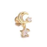 1 Piece Ig Style Simple Style Star Moon Heart Shape Plating Inlay Brass Zircon 18k Gold Plated White Gold Plated Sleeper Earrings  Ear Studs sku image 13