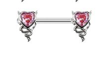 Cute Novelty Heart Shape Stainless Steel Alloy Copper Plating Inlay Zircon White Gold Plated Lip Stud Ear Studs Belly Ring sku image 5