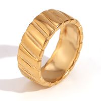 Vintage Style Simple Style Classic Style Solid Color Stainless Steel Plating 18k Gold Plated Open Rings sku image 3
