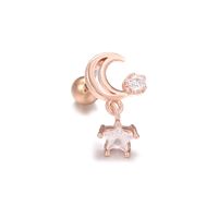 1 Piece Ig Style Simple Style Star Moon Heart Shape Plating Inlay Brass Zircon 18k Gold Plated White Gold Plated Sleeper Earrings  Ear Studs sku image 15
