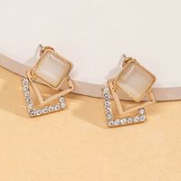 1 Pair Simple Style Square Inlay Alloy Gold Plated Ear Studs main image 6
