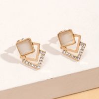 1 Pair Simple Style Square Inlay Alloy Gold Plated Ear Studs main image 3