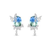 1 Pair Simple Style Shiny Oval Butterfly Inlay Alloy Rhinestones Ear Studs main image 6
