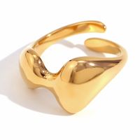 Vintage Style Simple Style Classic Style Solid Color Stainless Steel Plating 18k Gold Plated Open Rings sku image 4