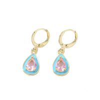 1 Pair Sweet Simple Style Water Droplets Heart Shape Plating Inlay Copper Zircon 18k Gold Plated Drop Earrings main image 2