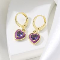 1 Pair Sweet Simple Style Water Droplets Heart Shape Plating Inlay Copper Zircon 18k Gold Plated Drop Earrings sku image 1