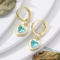 1 Pair Sweet Simple Style Water Droplets Heart Shape Plating Inlay Copper Zircon 18k Gold Plated Drop Earrings main image 4
