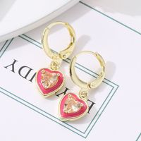 1 Pair Sweet Simple Style Water Droplets Heart Shape Plating Inlay Copper Zircon 18k Gold Plated Drop Earrings sku image 4