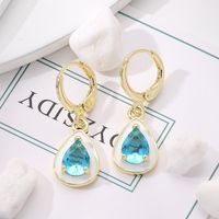 1 Pair Sweet Simple Style Water Droplets Heart Shape Plating Inlay Copper Zircon 18k Gold Plated Drop Earrings sku image 5