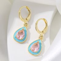 1 Pair Sweet Simple Style Water Droplets Heart Shape Plating Inlay Copper Zircon 18k Gold Plated Drop Earrings sku image 7