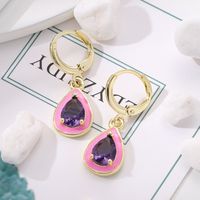 1 Pair Sweet Simple Style Water Droplets Heart Shape Plating Inlay Copper Zircon 18k Gold Plated Drop Earrings sku image 8