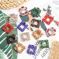 1 Pair Luxurious Shiny Square Inlay Alloy Rhinestones Ear Studs main image 9