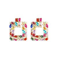 1 Pair Luxurious Shiny Square Inlay Alloy Rhinestones Ear Studs sku image 3