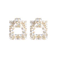 1 Par Lujoso Brillante Cuadrado Embutido Aleación Diamantes De Imitación Pendientes sku image 5
