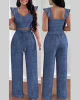 Women's Casual Solid Color Linen Polyester Pants Sets main image 3